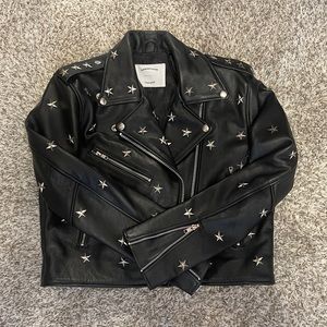 Understated Leather Star Stud Cropped Jacket